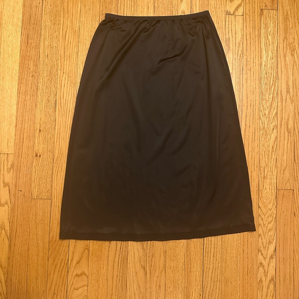 black midi satin slip skirt